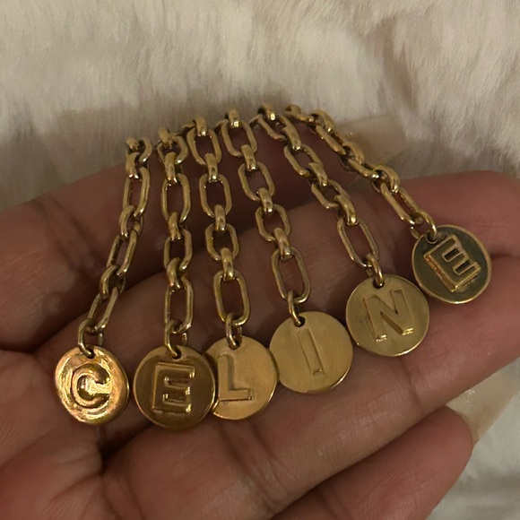 Celine Gold Logo Key Holder & Bag Charm - Picture 7 of 11